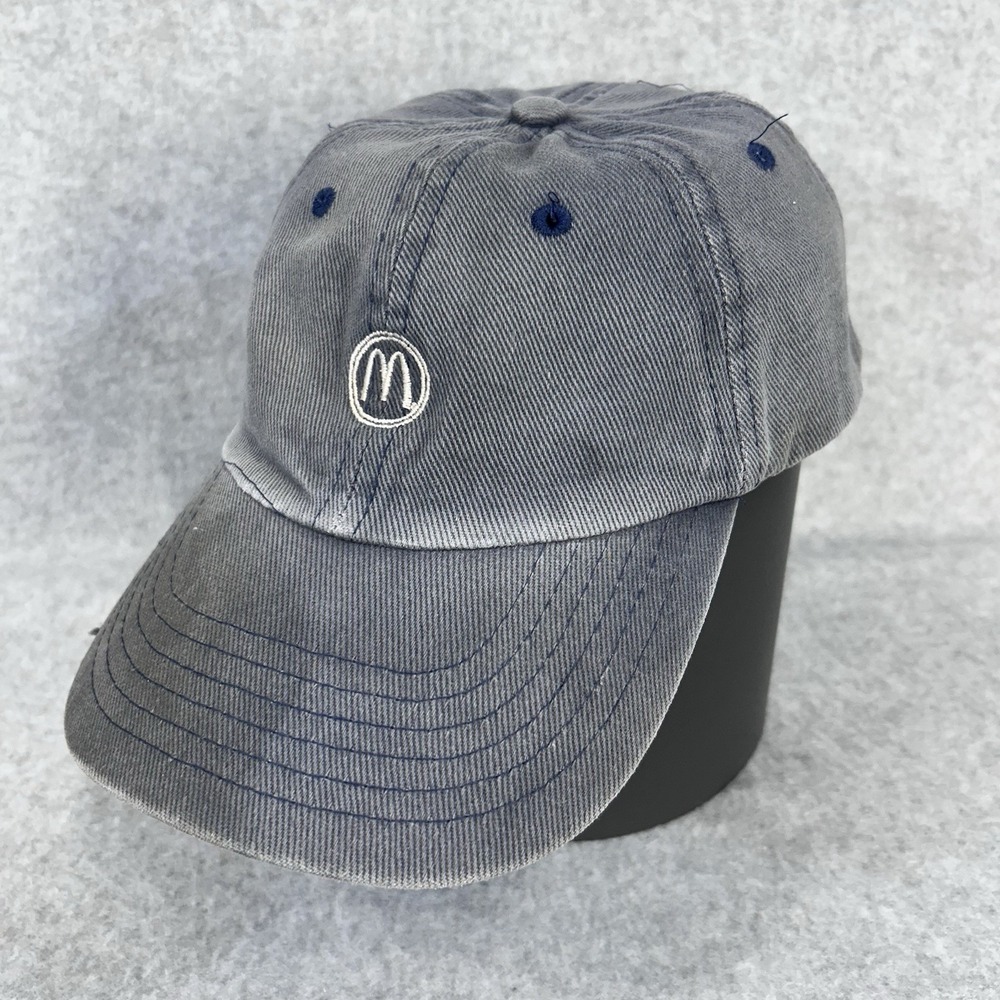 Vintage McDonald's Circle Logo Dad Hat Apollo Strapback Gray Baseball Cap Adult